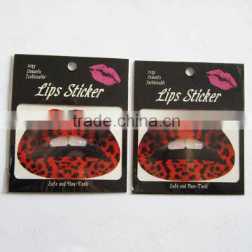 Custom red leopard sexy water transfer temporary lip tattoos sexy waterproof lip sticker non-toxic lip tattoo sticker