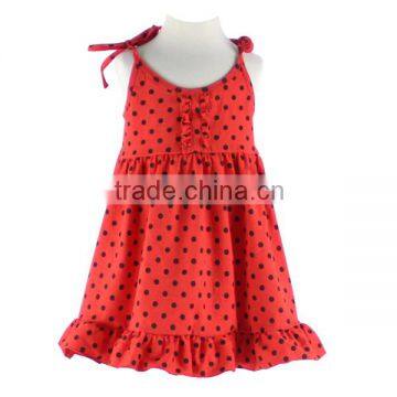 Summer new design polka dots ruffle dress spaghetti strap girls dress OEM service factory direct sale