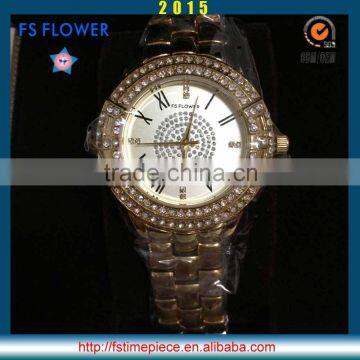 FS FLOWER - Middle East Country Watch All IP Gold Plated New Model Alloy Stone Watch Ladies