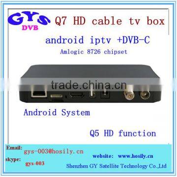 New Coming Android 4.2.2 Q7 cable receiver Amlogic 8726 Dual core IPTV +DVB-C tv box