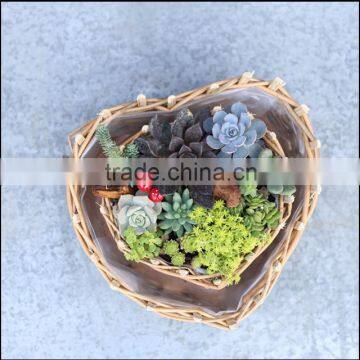 Natural 100% Handmade Heart-shaped Wicker Plant Basket photo-3