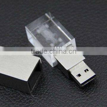 wholesale cristal usb flash drive print logo laser logo with led light