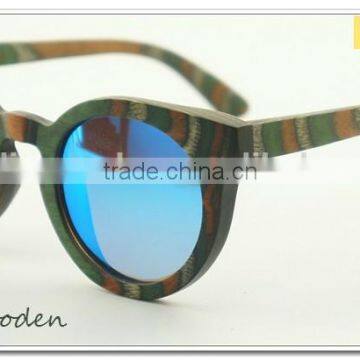 Trade Assurance 2015 New Products Colorful Skateboard Wooden Sunglass Wooden Round Frame Reading Glasses