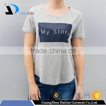 Daijun oem high quality o neck cotton fashion women custom t shirt printing