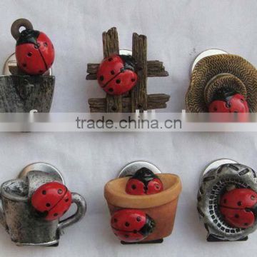 S/6 Ladybug resin fridge magnet for promotional campaign