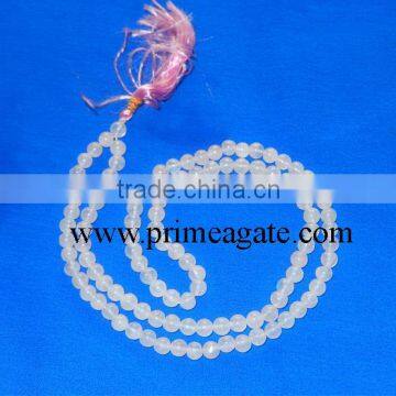 Natural 6mm Pink Rose Quartz knotted Mala with 108 Prayer Beads perfect for Meditation