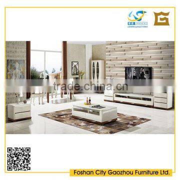 2016 latest modern design white high gloss wooden living room furniture sets with marble top