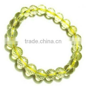 10mm natural lemon quartz faceted round beads stretch bracelets