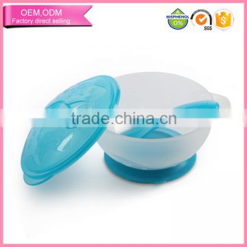 baby tableware plastic suction baby bowl with spoon and lid