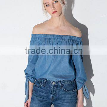 Women's Off The Shoulder Pleated Long Sleeve Loose Blouse photo-2