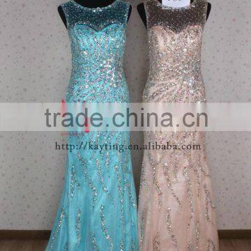 Gorgeous Handmade Beaded Sleeveless Sexy Long Dubai Designers Wholesale Evening Dress photo-3
