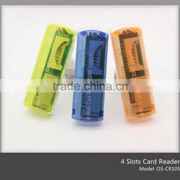 Wholesale 4 slots USB 2.0 card reader With SD&TF Card(OS-CR105)