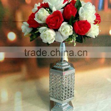 hot crystal silver flower stand for wedding table decoration centerpieces