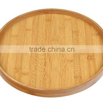 Family Custom Color Painting Round Bamboo Wooden Tray Charger Plate