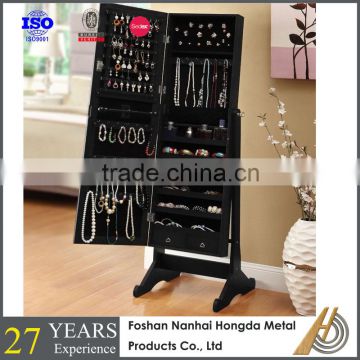 Black jewelry storage cabinet with standing