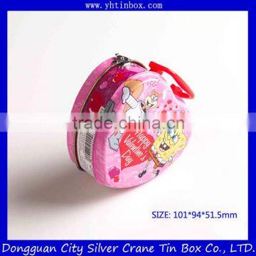 Heart Shaped Tin Metal Box with Handle /Lovely Candy Tin Box/Handle Tin Box