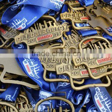 Wholesale running sports medal with printing ribbon