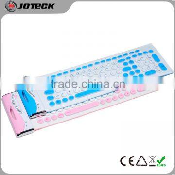 Folding 104 soft keys color silicone rubber pc keyboard---JK104D (round keycaps)