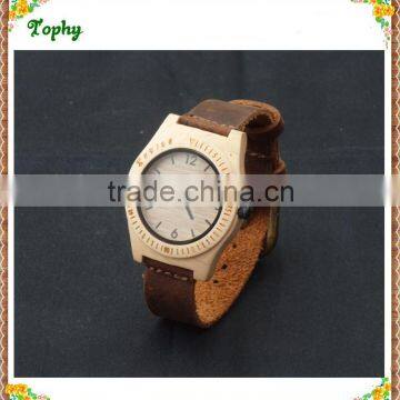 Quality natural mens wood watch Japan movement genuine leather and wooden watch manufacturer