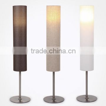 Artistic Long Fabric Shade Living Room Standing Light With Nickel Finished