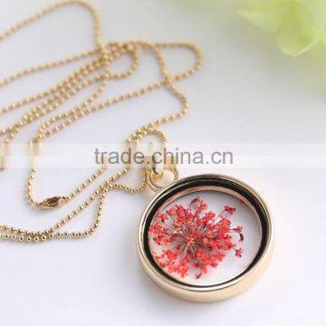 Beautiful Real Flower Necklace for Women Gold Chain Glass Bottle Wishing Pendant Plant Specimens Fancy Necklace photo-2