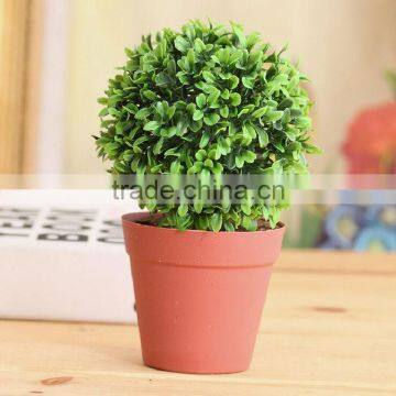 plastic plant with pot Potted Mini Tree Plastic Plants Artificial Flower Gift For Kids (Green)