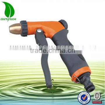 Three-function garden trigger spray gun with brass nozzle