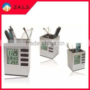 Multifunctional Digital Table Pen Holder With Clock And Calendar