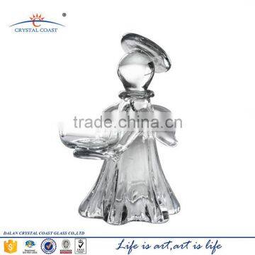 6.3''H hot selling handmade glass clear angel ornaments