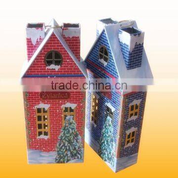 house shaped candy tin box