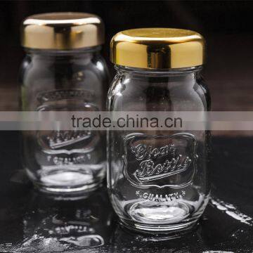 glass canning jars with golden lips 240ml