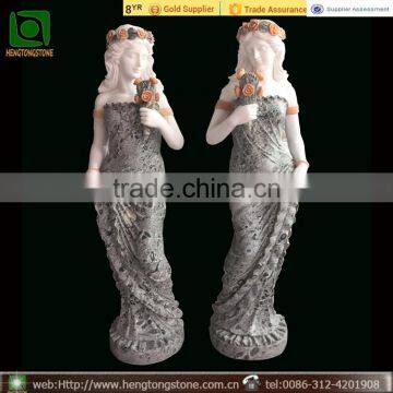 Marble Figures Carving Statue With Flowers