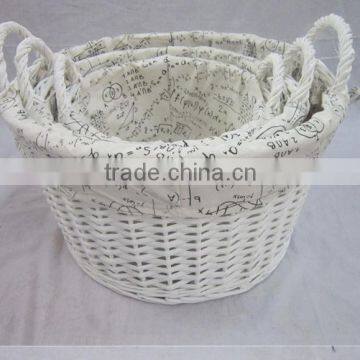 hand weaving willow wicker oval storage basket set with handle with liner