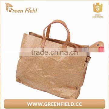 ECO Simple Tote Handbag Washable Kraft Paper Handle Shopping Bag photo-2