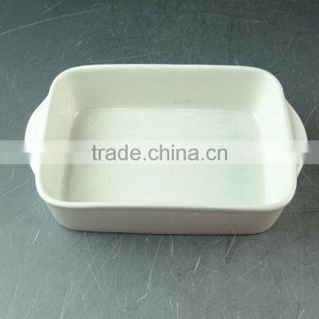 Hot Wholesale white ceramic bake plate with handles for daily use stock