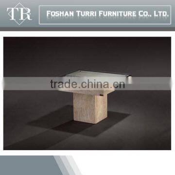 Luxury Furniture Glass Top Marble Base Square Coffee Table Center Table photo-4