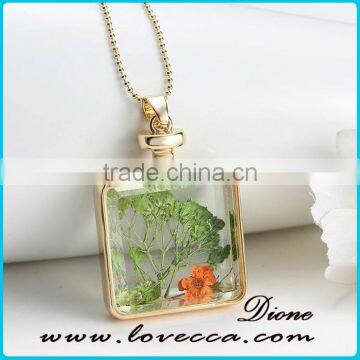 60cm Alloy Chain Dry Flower Inside Glass Terrarium Jewelry Necklace photo-4