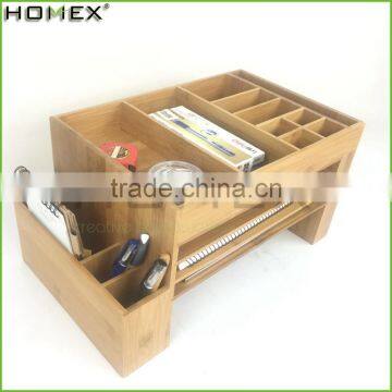 Bamboo Desktop Organizer Office Supply Organizer Caddy Homex-BSCI Factory photo-4