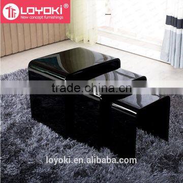 New Design High Gloss Set of 3 Nest Table MDF Wood Side Table Living Room Coffee Table photo-3