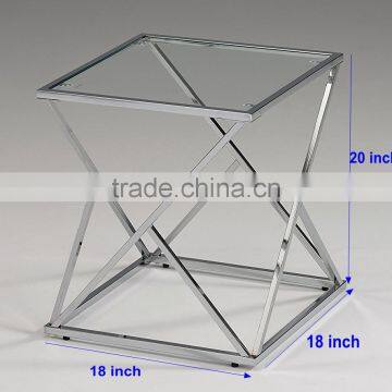 Simple design stainless steel chrome coffee table with metal square frame