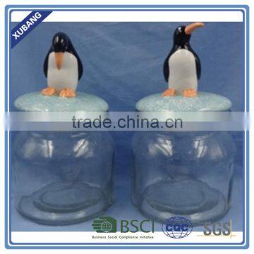 Glass Jar for Honey Christmas Cookie Jar Ceramic Penguin Cookie Jar