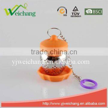 WCA291 Good quality Tea Infuser Strainer Handle with Steel Ball Silicone with tray