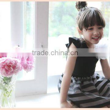 2015 Summer Girls Dress Girls Princess Stripe Dress 3D Flower Color Cute Pageant Party Wedding Costume Kids Clothing Best Gift photo-4