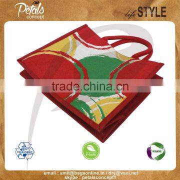 PP Laminated Jute Tote Bag With Padded Rope Handle With Three Color Front & Back Print photo-6