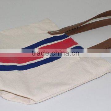 2015 Premium Cotton Canvas Bag With Leather Handle Women's Casual Cotton photo-5