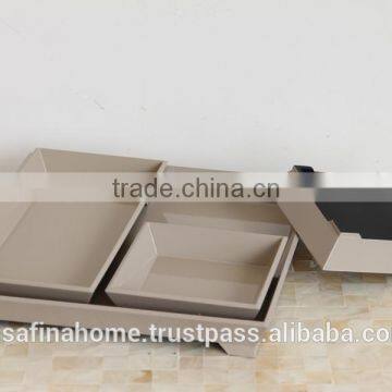 Set of 4 Nested Colored Lacquer Trays photo-2