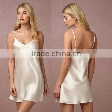 ladies night sleeping wear Adjustable straps V Neck Silk Dress sexy nighty for honeymoon image