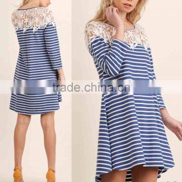 2017 hot new products Classic stripe knit dress CROCHET STRIPE DRESS