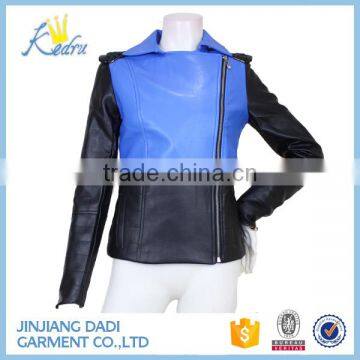 2016 New designs for women fashionable morden style leather jacket