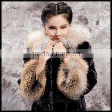 2016 hot selling China faux mink fur coats with hood beijing